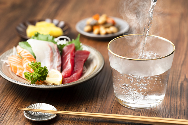 芋焼酎-お湯割-料理